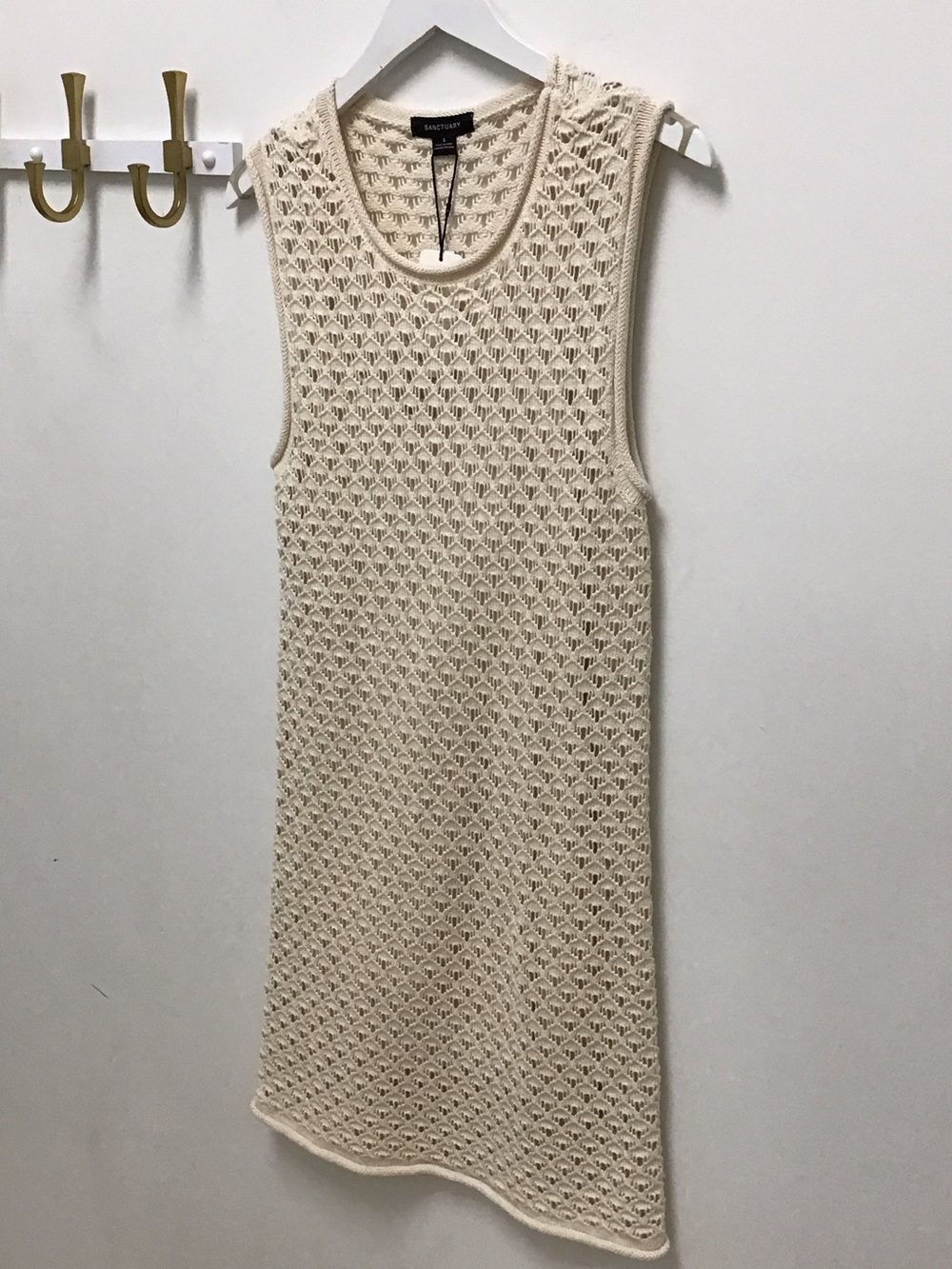 Sanctuary summer shell Cream Open-Weave Sleeveless Midi Dress